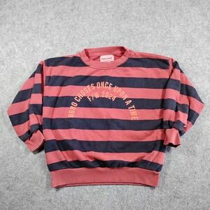 Bobo Choses Kids Striped Organic Cotton Sweatshirt Red Navy FW24 Size 6-7Y 122cm
